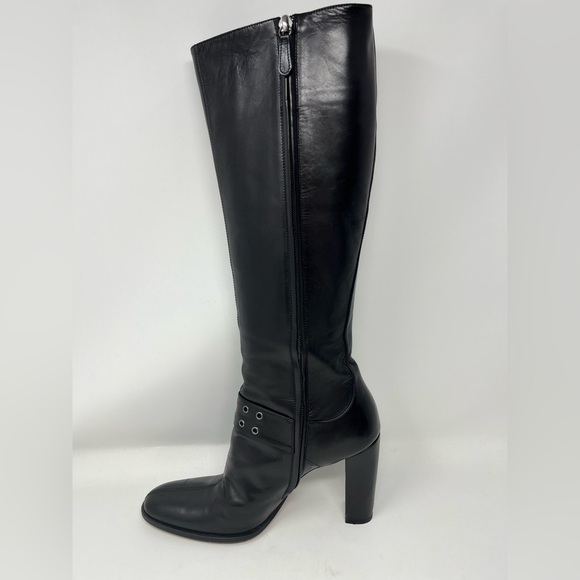 Dior Vintage Grommet Buckle Logo Black Leather Boot Galliano Rare size 39 EU - Picture 7 of 16